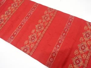 横段に更紗模様織り出し　名古屋帯